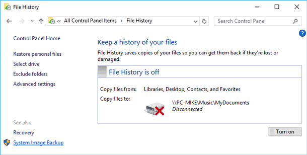 File History in Windows 10