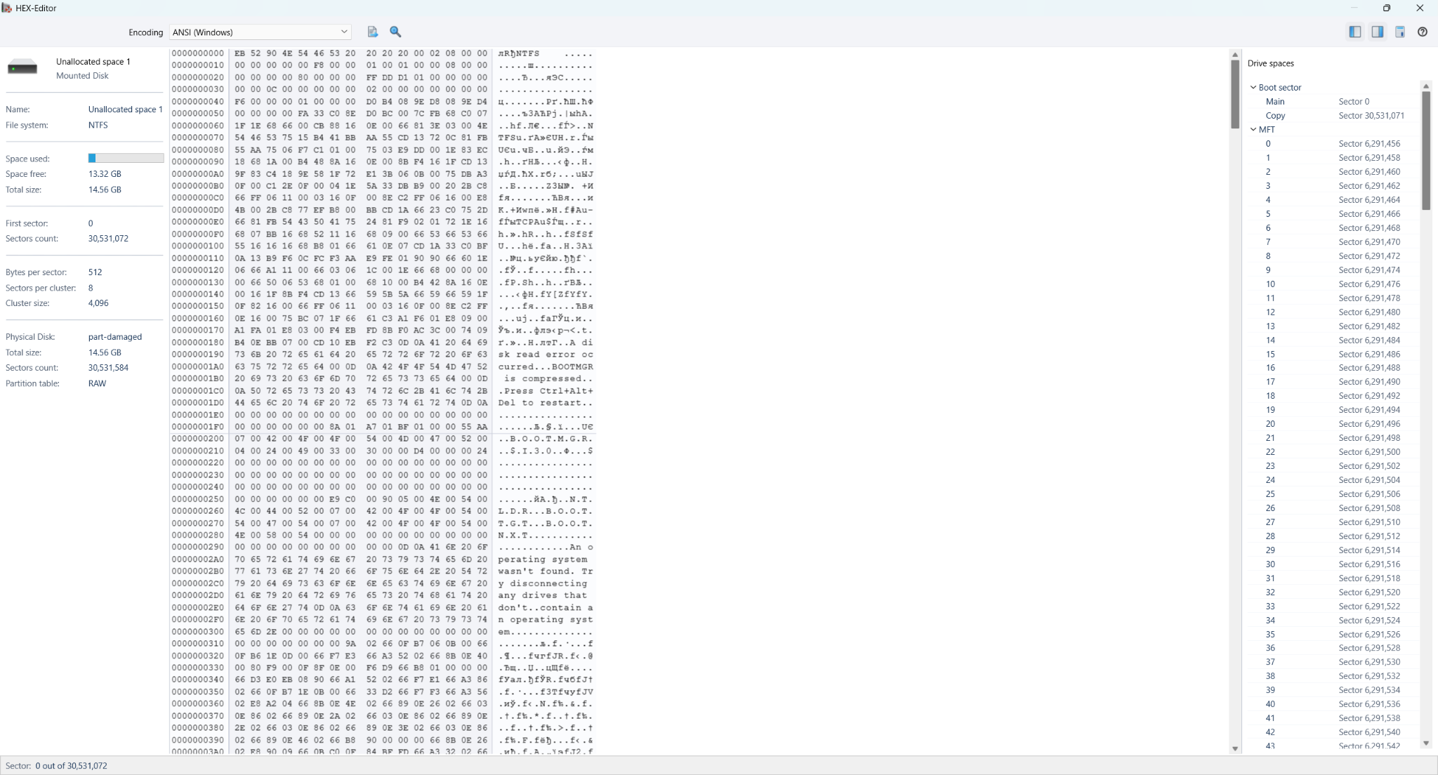 Recovered outer VeraCrypt NTFS boot sector