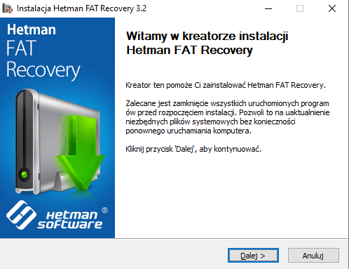 Instalacja Hetman FAT Recovery