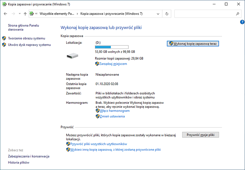 Kopia zapasowa i przywracanie (Windows 7): Przywrócić moje pliki