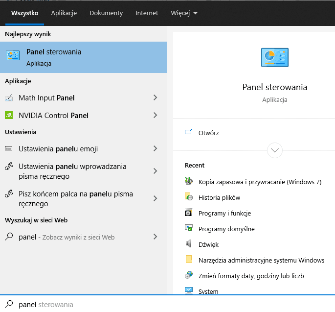 Office – Windows / Panel sterowania