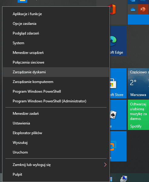Power user menu Power user menu