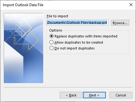 Microsoft Outlook. «Importowanie pliku z danymi z Outlooka»