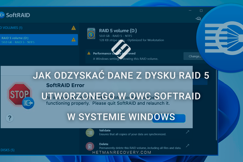 Jak odzyskać dane z dysku RAID 5 utworzonego w OWC SoftRAID w systemie Windows