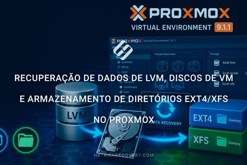 Recuperação de Dados de LVM, Discos de VM e Armazenamento de Diretórios Ext4/XFS no Proxmox