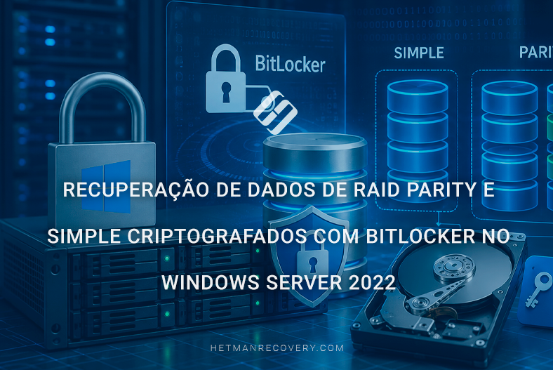 Recuperação de dados de RAID Parity e Simple criptografados com BitLocker no Windows Server 2022 Recuperação de dados de RAID Parity e Simple criptografados com BitLocker no Windows Server 2022