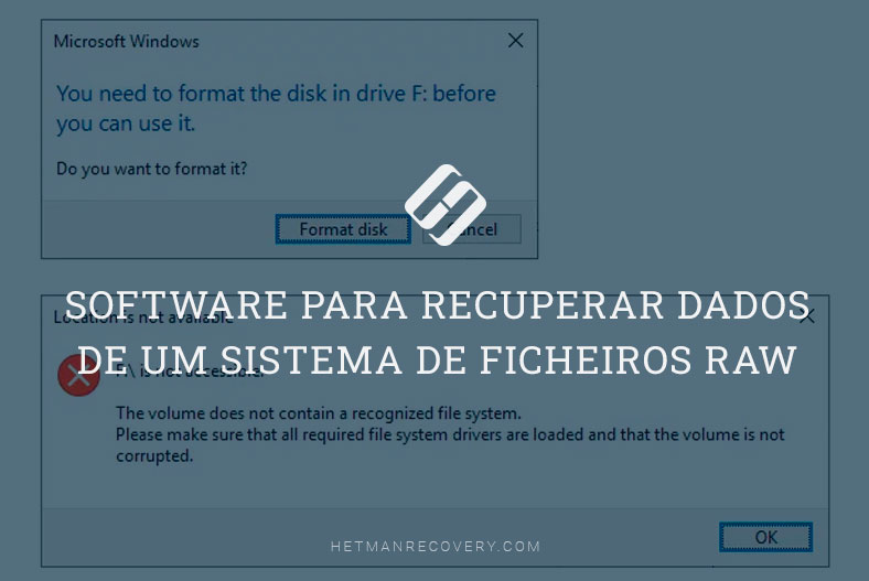 Software para recuperar dados de um sistema de ficheiros RAW