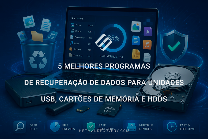 5 Melhores Programas de Recuperação de Dados para Unidades USB, Cartões de Memória e HDDs