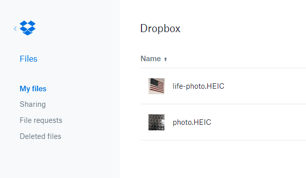 Конвертирование HEIС (HEIF) в JPEG с помощью DropBox