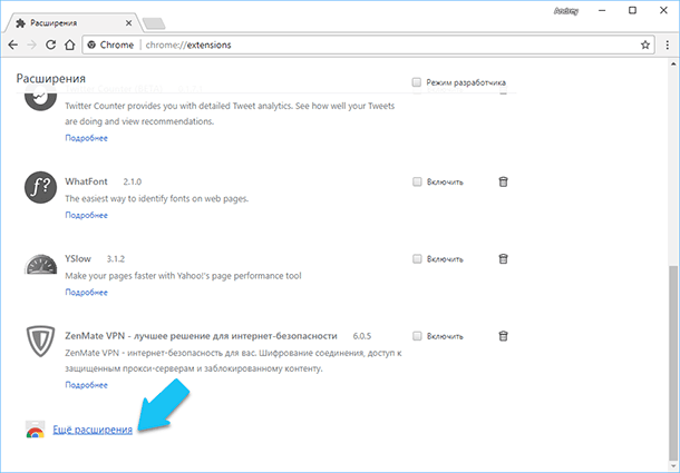 Google Chrome: Ещё расширения