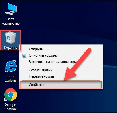 Свойства Корзины