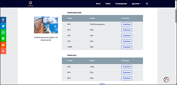 VidPaw. Запуск страницы видео загрузки «VidPaw»