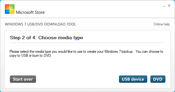 Windows 7 USB/DVD Download Tool. Выберите тип носителя
