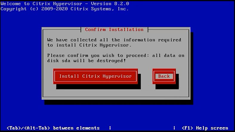 Установка Citrix Hypervisor