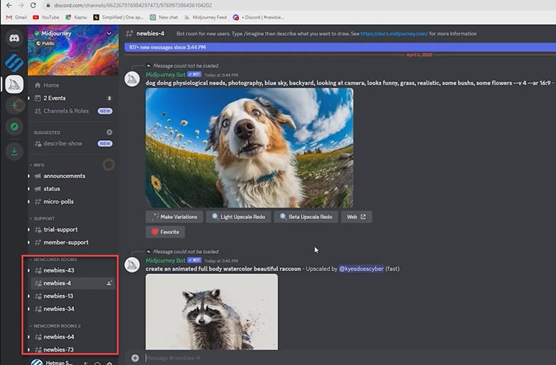 Группы midjourney в Discord