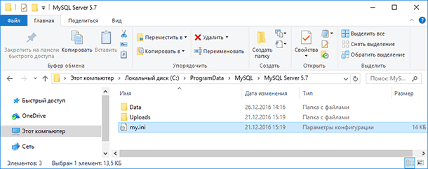 C:ProgramDataMySQLMySQL Server 5.7
