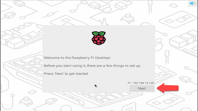 Окно приветствия Raspberry Pi OS