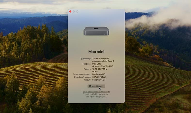 Общая информация об устройстве Mac