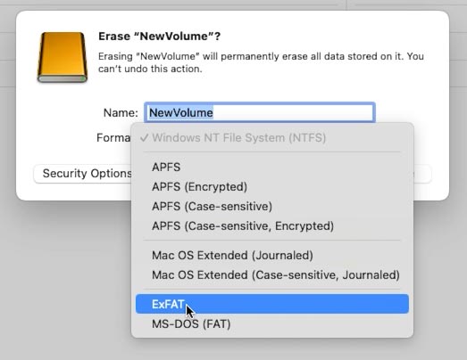 MacOS: файловая система для форматируемого диска