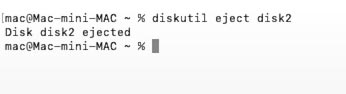 MacOS: diskutil eject disk2