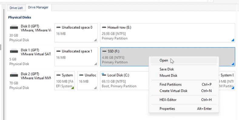 Hetman Partition Recovery: Открыть диск