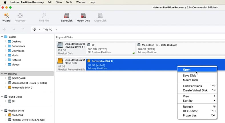 Hetman Partition Recovery: откройте диск Hetman Partition Recovery: откройте диск