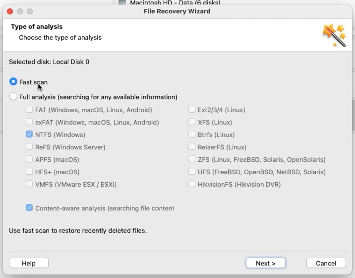 Hetman Partition Recovery: укажите тип анализа Hetman Partition Recovery: укажите тип анализа