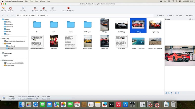 Hetman Partition Recovery: Программа отображает все документы