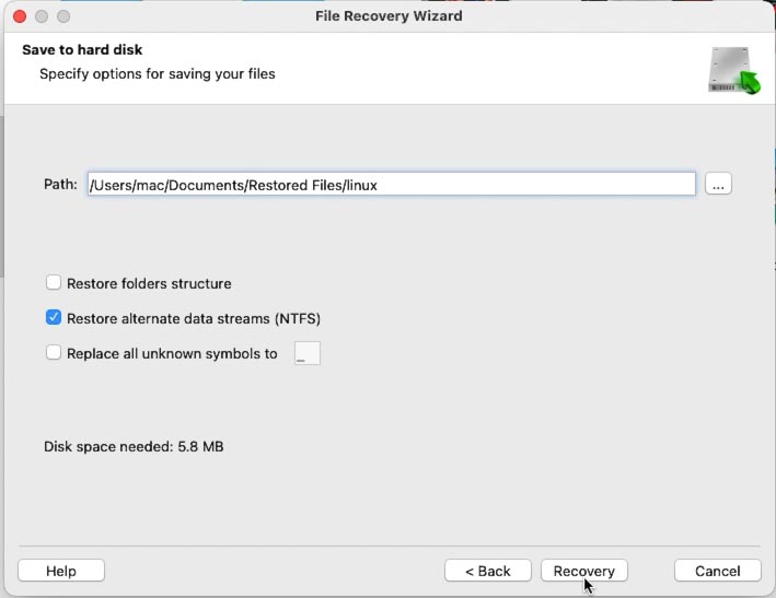 Hetman Partition Recovery: выбираем папку для сохранения и жмем Восстановить