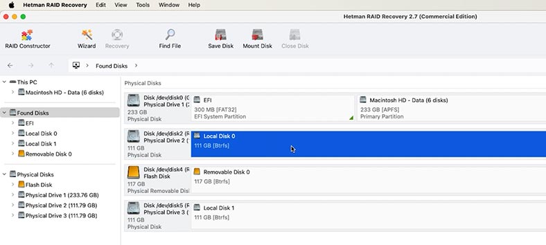Hetman RAID Recovery: btrfs и zfs диски на macOS