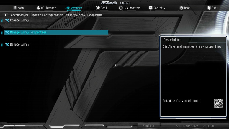 UEFI: Manage Array properties