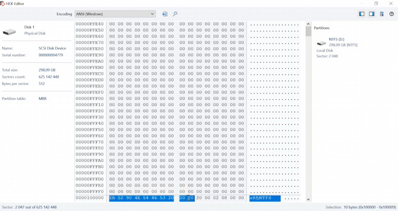 HEX editor: signatures for NTFS
