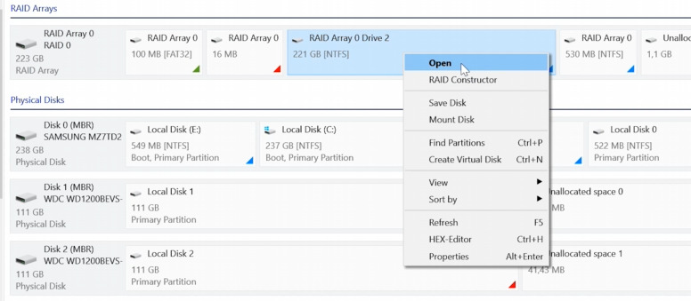Hetman RAID Recovery: scan RAID 0