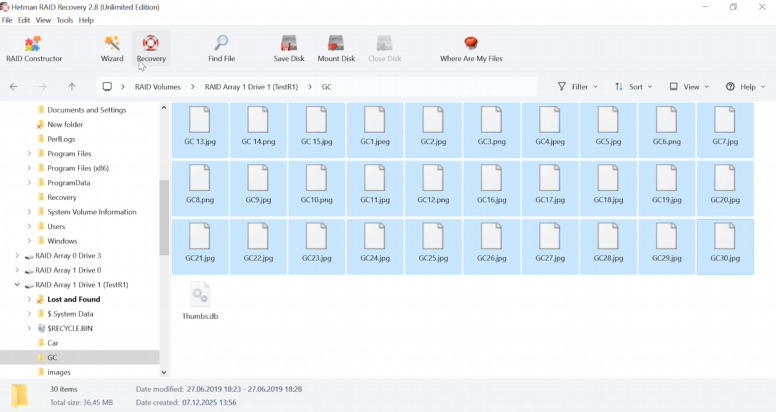 Hetman RAID Recovery: recovering files from RAID 1
