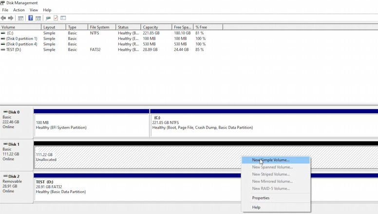 UEFI: the system sees and identifies the array as a single drive