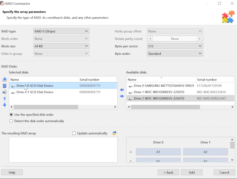 Hetman RAID Recovery: RAID‑Konstruktor – Array manuell erstellen