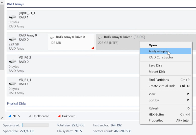 Hetman RAID Recovery: RAID0 erneut analysieren