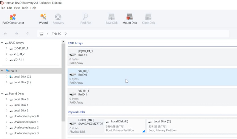 Hetman RAID Recovery: Die Software scannt die Laufwerke automatisch und erstellt ein virtuelles RAID