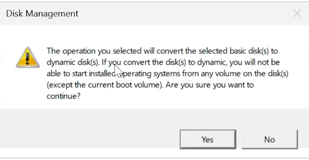 Disk Management: message indicating disks need to be converted Disk Management: message indicating disks need to be converted