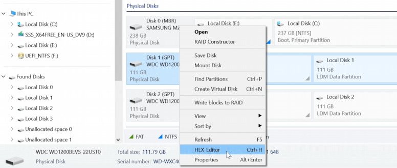 Hetman RAID Recovery: open the Hex editor Hetman RAID Recovery: open the Hex editor