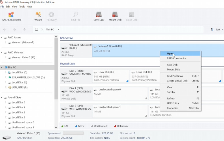 Hetman RAID Recovery: the program automatically reconstructed the RAID from the drives Hetman RAID Recovery: the program automatically reconstructed the RAID from the drives