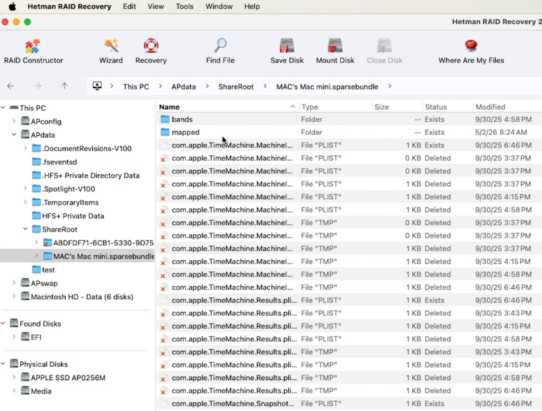 Hetman RAID Recovery: file cancellati sul disco