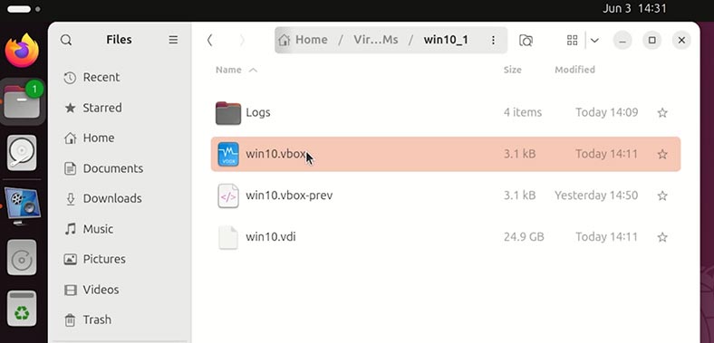 Файли віртуальної машини Oracle VM VirtualBox