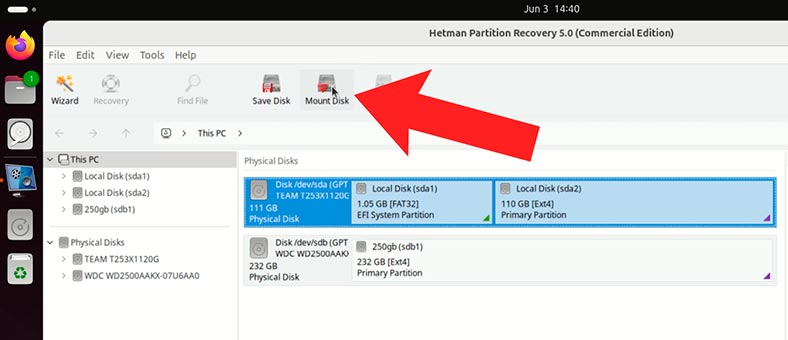 Hetman Partition Recovery: Монтувати диск