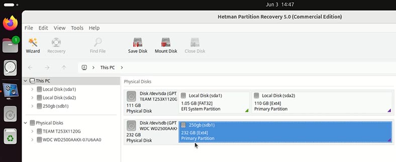 Hetman Partition Recovery: диски, які підключено до даного ПК