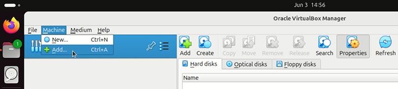 Oracle VirtualBox: Машина / Додати
