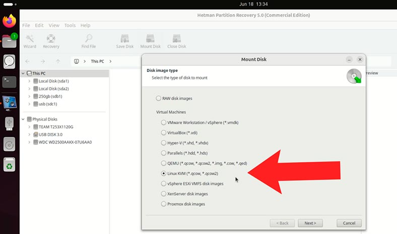 Hetman Partition Recovery: монтування диска Linux KVM