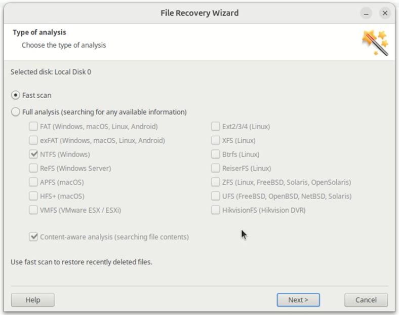 Hetman Partition Recovery: Швидке сканування диска KVM