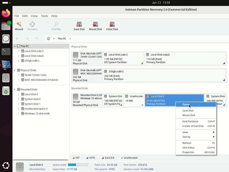 Hetman Partition Recovery: відкрити змонтований диск віртуальної машини