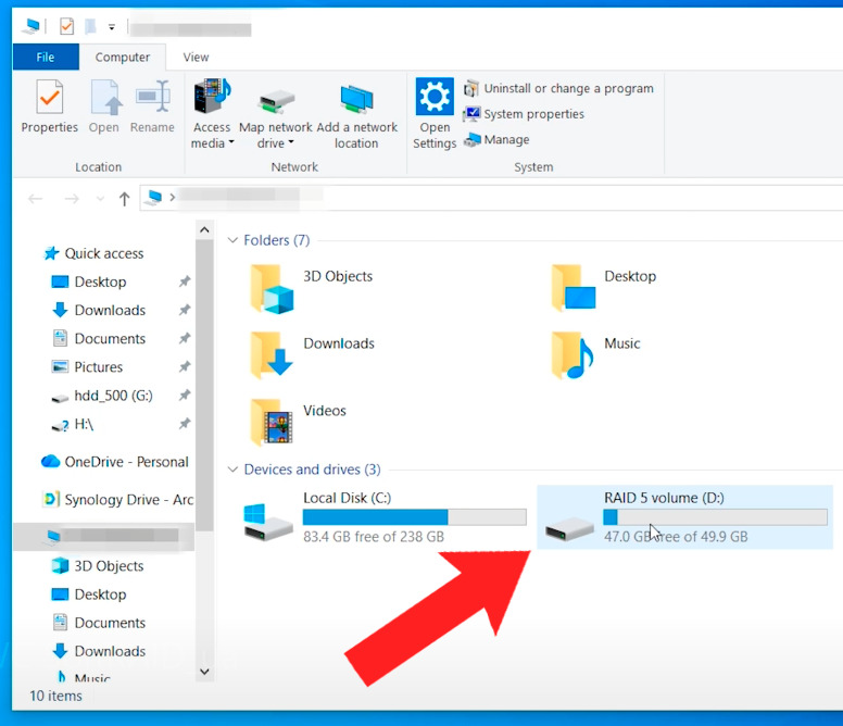 This PC: newly created SoftRAID array This PC: newly created SoftRAID array